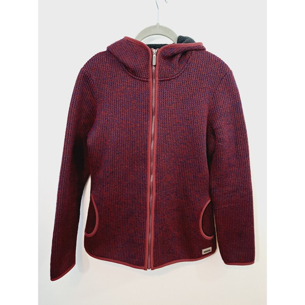 Merrell Women's Selectregulate Lined Jeavy Knit Sweater Zip Up Small Burgundy